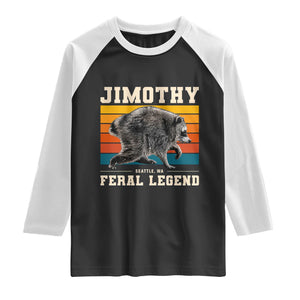 Jimothy from Seattle WA Feral Legend Raccoon Raglan Shirt Viral Trash Panda Retro Sunset Strip Graphic