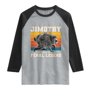 Jimothy from Seattle WA Feral Legend Raccoon Raglan Shirt Viral Trash Panda Retro Sunset Strip Graphic