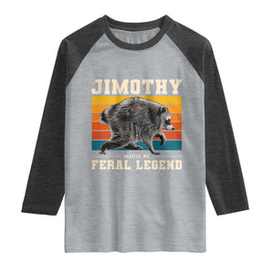 Jimothy from Seattle WA Feral Legend Raccoon Raglan Shirt Viral Trash Panda Retro Sunset Strip Graphic