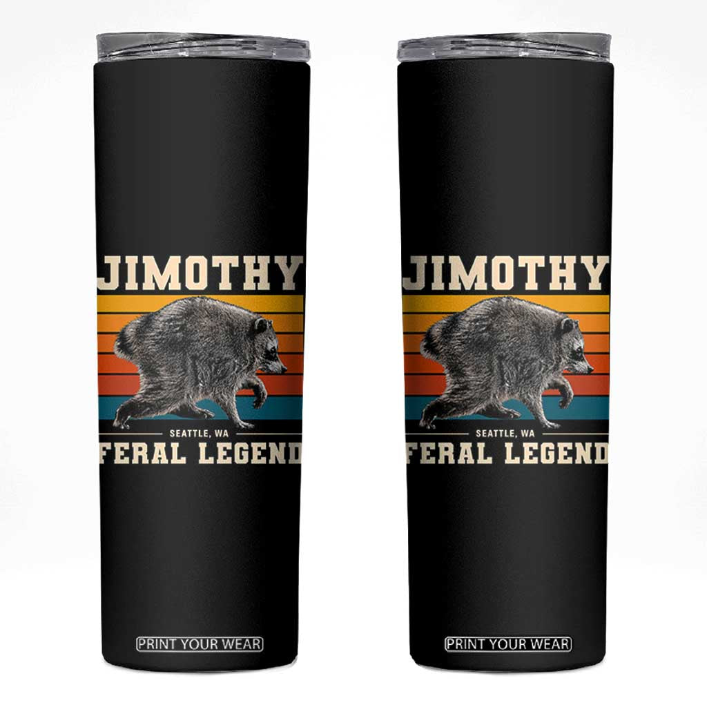 Jimothy from Seattle WA Feral Legend Raccoon Skinny Tumbler Viral Trash Panda Retro Sunset Strip Graphic TS02 Black Print Your Wear