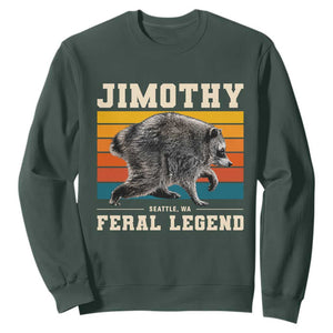 Jimothy from Seattle WA Feral Legend Raccoon Sweatshirt Viral Trash Panda Retro Sunset Strip Graphic TS02 Dark Forest Green Print Your Wear