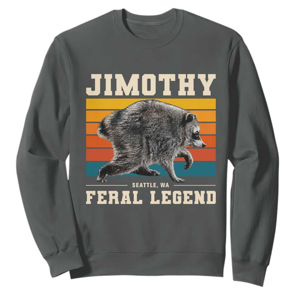 Jimothy from Seattle WA Feral Legend Raccoon Sweatshirt Viral Trash Panda Retro Sunset Strip Graphic TS02 Dark Heather Print Your Wear