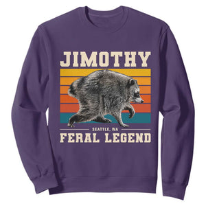 Jimothy from Seattle WA Feral Legend Raccoon Sweatshirt Viral Trash Panda Retro Sunset Strip Graphic TS02 Purple Print Your Wear