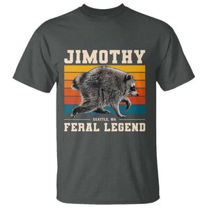 Jimothy from Seattle WA Feral Legend Raccoon T Shirt Viral Trash Panda Retro Sunset Strip Graphic TS02 Dark Heather Print Your Wear
