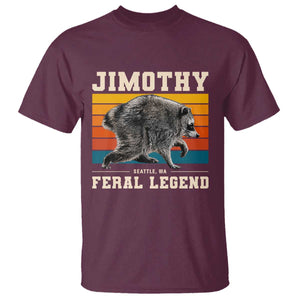 Jimothy from Seattle WA Feral Legend Raccoon T Shirt Viral Trash Panda Retro Sunset Strip Graphic TS02 Maroon Print Your Wear