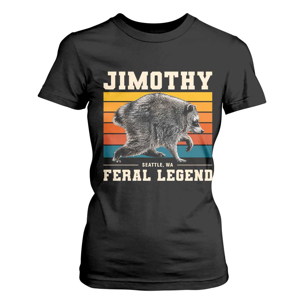 Jimothy from Seattle WA Feral Legend Raccoon T Shirt For Women Viral Trash Panda Retro Sunset Strip Graphic TS02 Black Print Your Wear