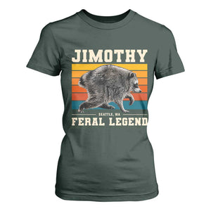 Jimothy from Seattle WA Feral Legend Raccoon T Shirt For Women Viral Trash Panda Retro Sunset Strip Graphic TS02 Dark Forest Green Print Your Wear