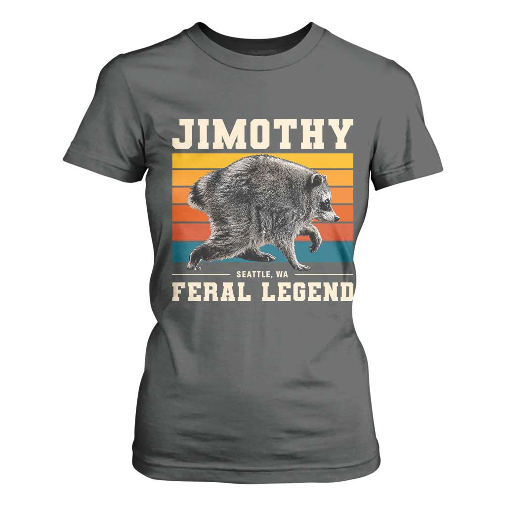 Jimothy from Seattle WA Feral Legend Raccoon T Shirt For Women Viral Trash Panda Retro Sunset Strip Graphic TS02 Dark Heather Print Your Wear