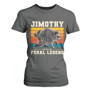Jimothy from Seattle WA Feral Legend Raccoon T Shirt For Women Viral Trash Panda Retro Sunset Strip Graphic TS02 Dark Heather Print Your Wear