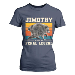 Jimothy from Seattle WA Feral Legend Raccoon T Shirt For Women Viral Trash Panda Retro Sunset Strip Graphic TS02 Navy Print Your Wear