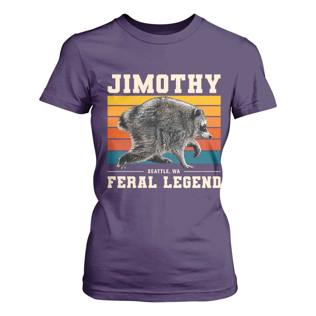 Jimothy from Seattle WA Feral Legend Raccoon T Shirt For Women Viral Trash Panda Retro Sunset Strip Graphic TS02 Purple Print Your Wear