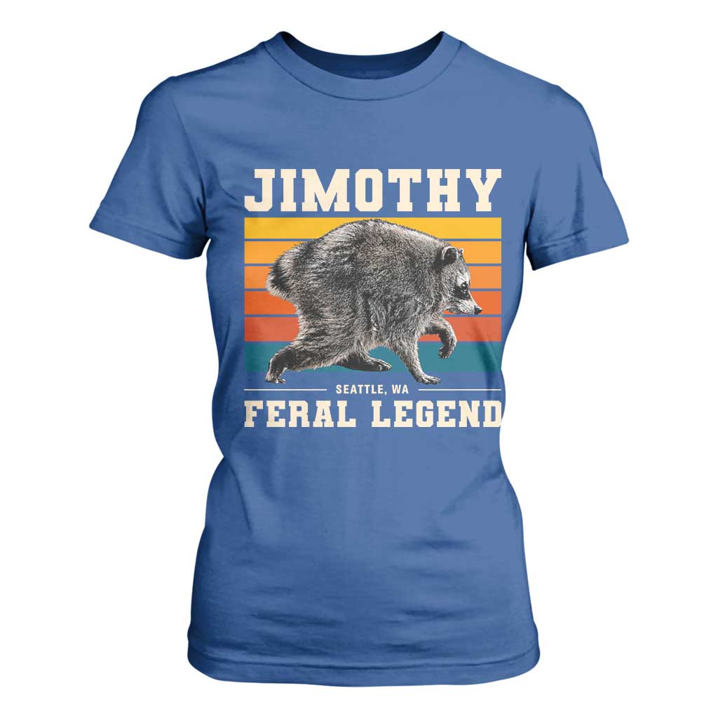 Jimothy from Seattle WA Feral Legend Raccoon T Shirt For Women Viral Trash Panda Retro Sunset Strip Graphic TS02 Royal Blue Print Your Wear