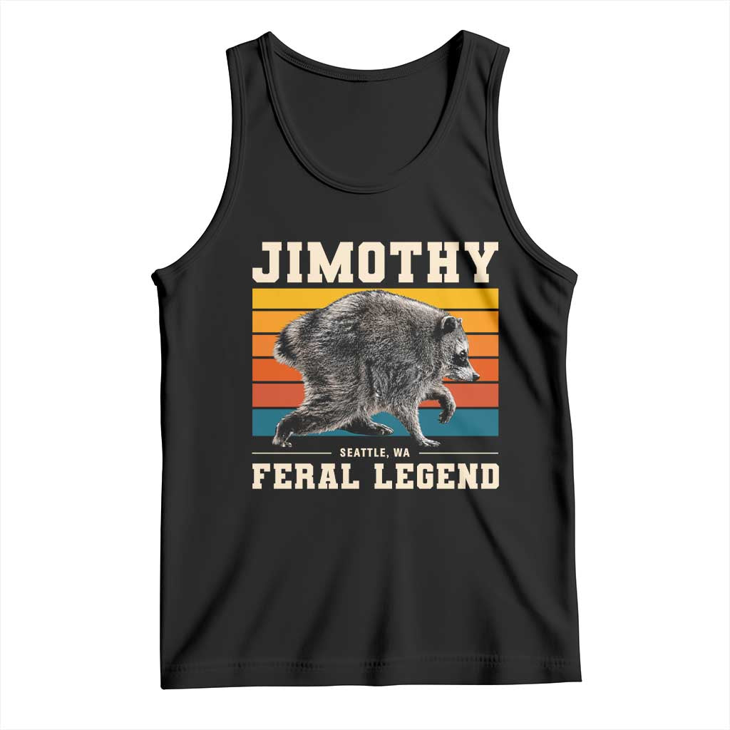 Jimothy from Seattle WA Feral Legend Raccoon Tank Top Viral Trash Panda Retro Sunset Strip Graphic TS02 Black Print Your Wear