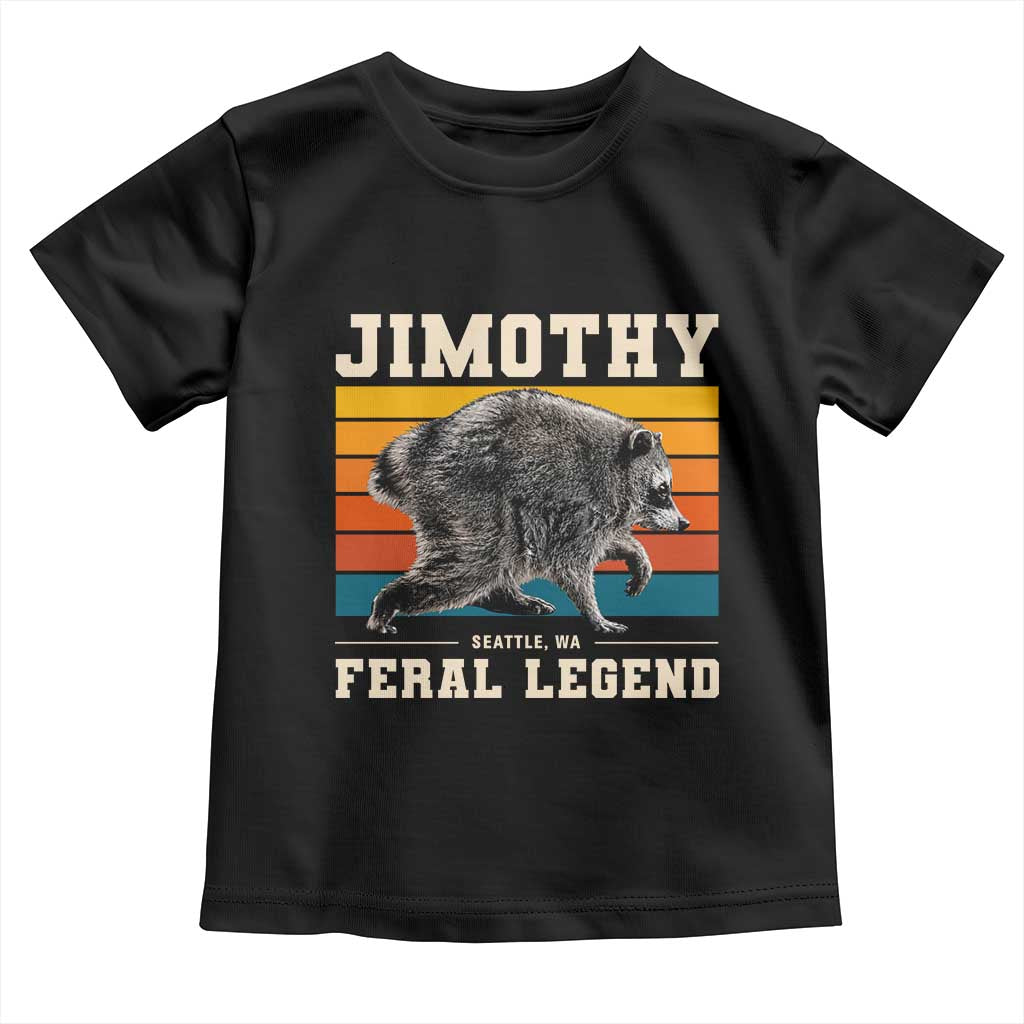 Jimothy from Seattle WA Feral Legend Raccoon Toddler T Shirt Viral Trash Panda Retro Sunset Strip Graphic TS02 Black Print Your Wear