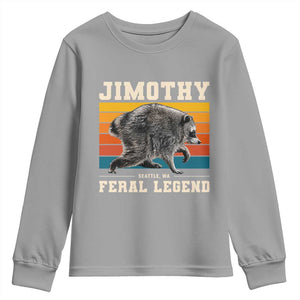 Jimothy from Seattle WA Feral Legend Raccoon Youth Sweatshirt Viral Trash Panda Retro Sunset Strip Graphic TS02 Sport Gray Print Your Wear