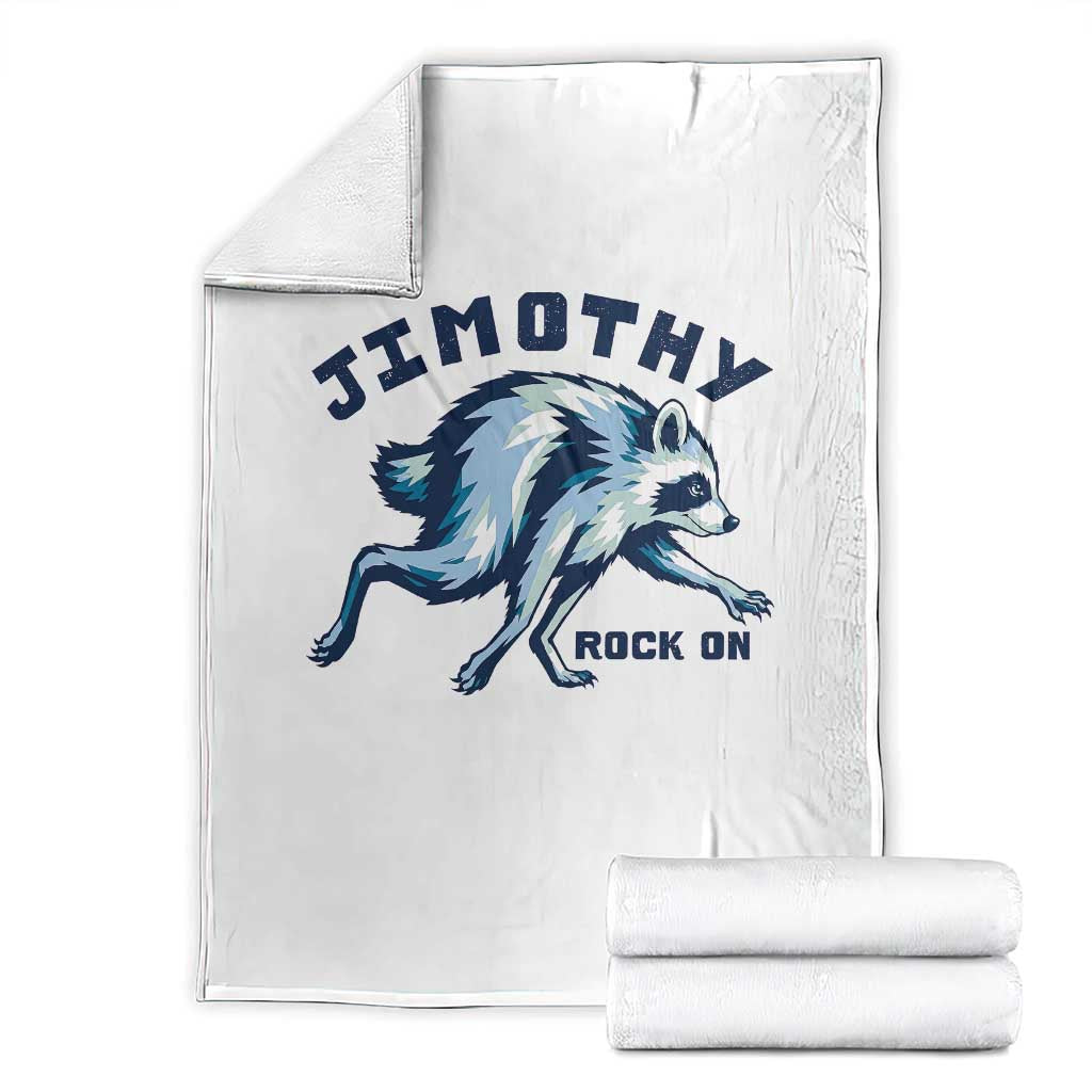 Rock On Jimothy the Raccoon Blue Graphic Throw Blanket Vintage Viral Seattle Trash Panda TS02 White Print Your Wear