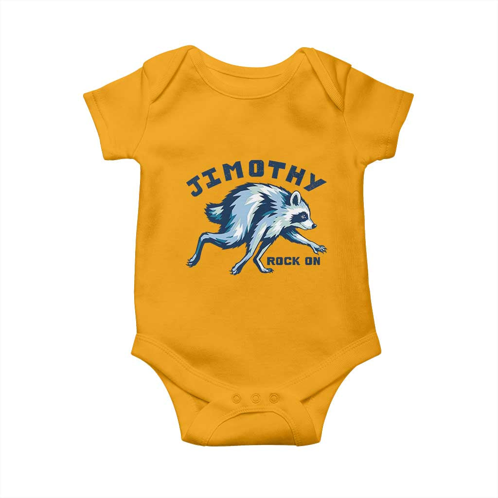 Rock On Jimothy the Raccoon Blue Graphic Baby Onesie Vintage Viral Seattle Trash Panda TS02 Gold Print Your Wear
