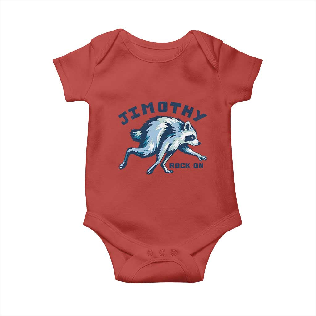 Rock On Jimothy the Raccoon Blue Graphic Baby Onesie Vintage Viral Seattle Trash Panda TS02 Red Print Your Wear