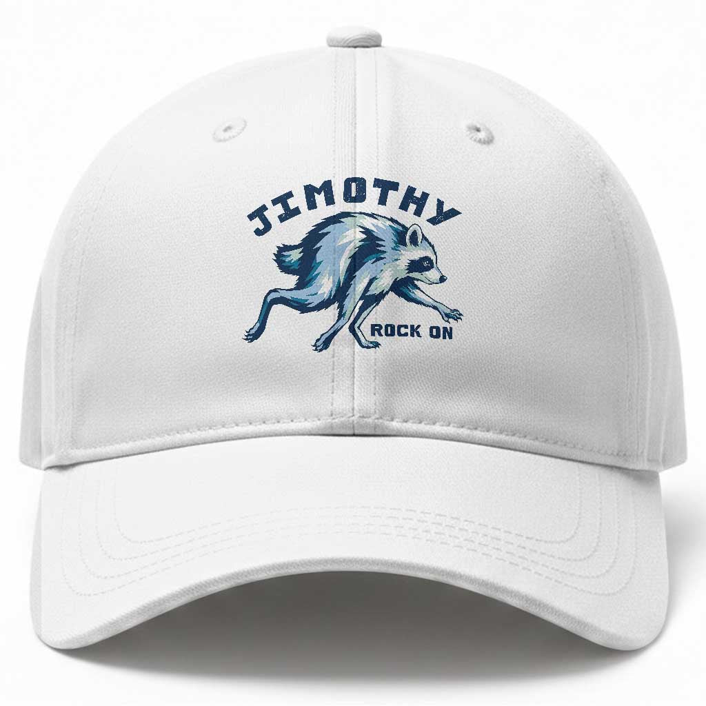 Rock On Jimothy the Raccoon Blue Graphic Baseball Cap Vintage Viral Seattle Trash Panda TS02 Print Your Wear