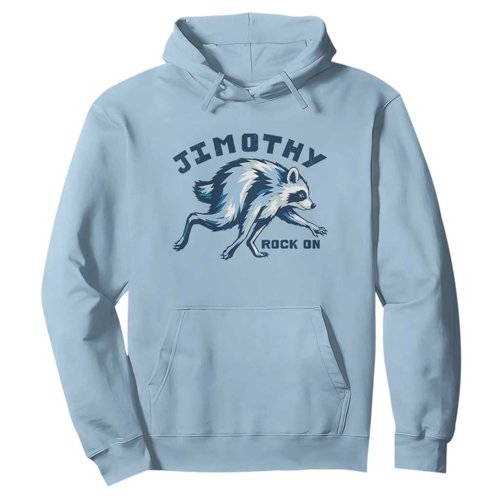 Rock On Jimothy the Raccoon Blue Graphic Hoodie Vintage Viral Seattle Trash Panda TS02 Light Blue Print Your Wear