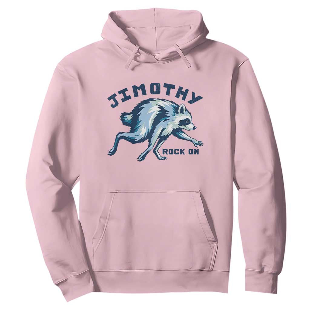 Rock On Jimothy the Raccoon Blue Graphic Hoodie Vintage Viral Seattle Trash Panda TS02 Light Pink Print Your Wear