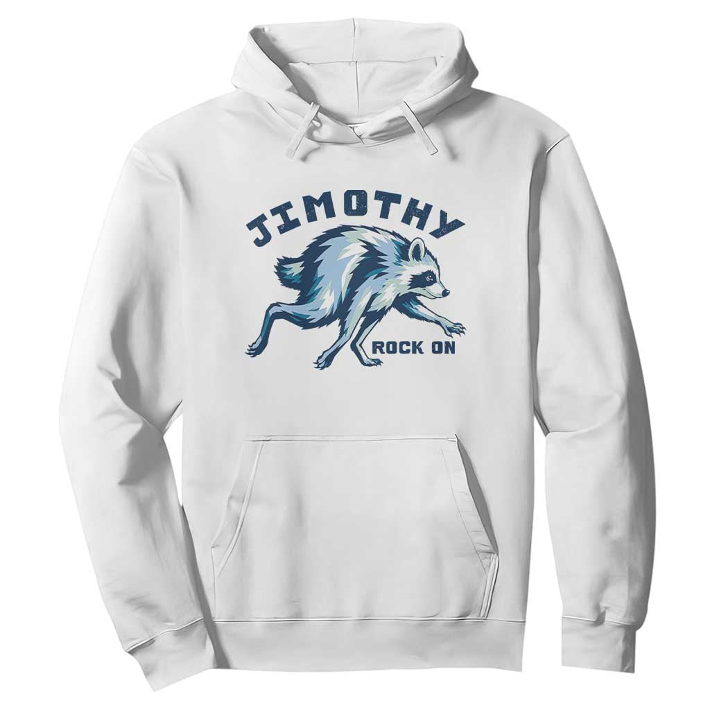 Rock On Jimothy the Raccoon Blue Graphic Hoodie Vintage Viral Seattle Trash Panda TS02 White Print Your Wear