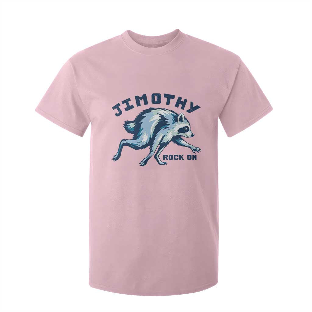 Rock On Jimothy the Raccoon Blue Graphic T Shirt For Kid Vintage Viral Seattle Trash Panda TS02 Light Pink Print Your Wear