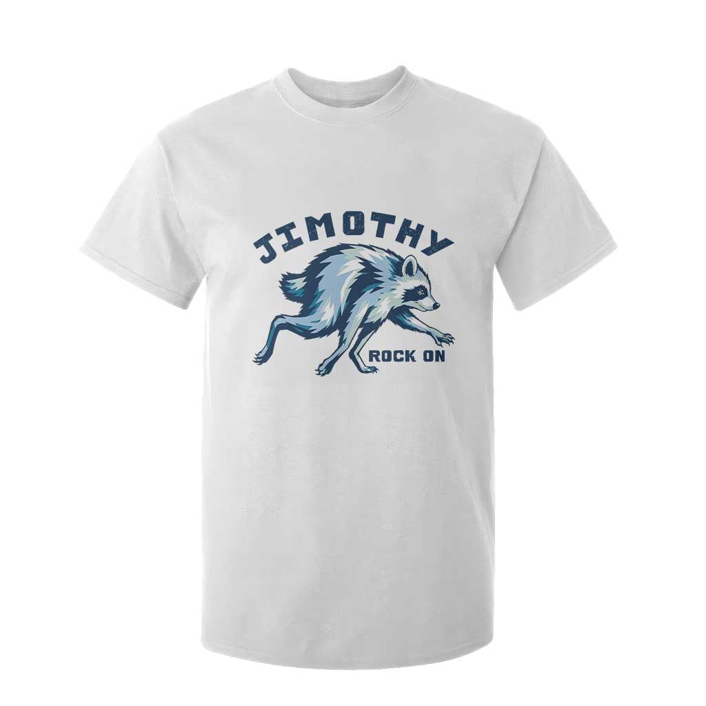 Rock On Jimothy the Raccoon Blue Graphic T Shirt For Kid Vintage Viral Seattle Trash Panda TS02 White Print Your Wear