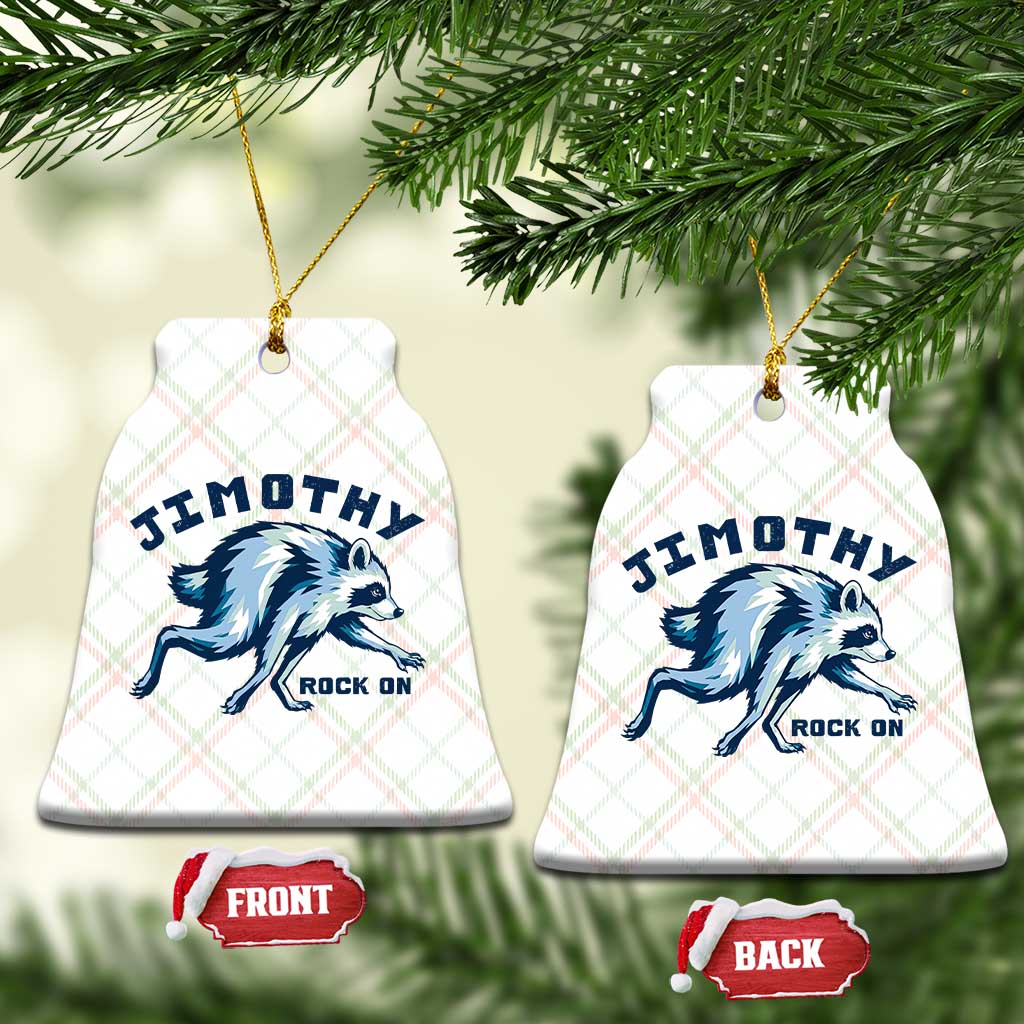 Rock On Jimothy the Raccoon Blue Graphic Ceramic Ornament Vintage Viral Seattle Trash Panda