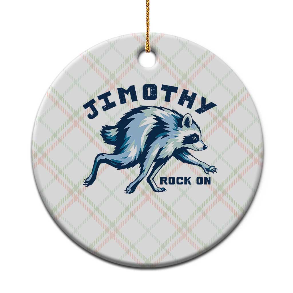 Rock On Jimothy the Raccoon Blue Graphic Ceramic Ornament Vintage Viral Seattle Trash Panda