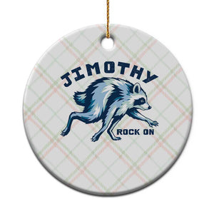 Rock On Jimothy the Raccoon Blue Graphic Ceramic Ornament Vintage Viral Seattle Trash Panda