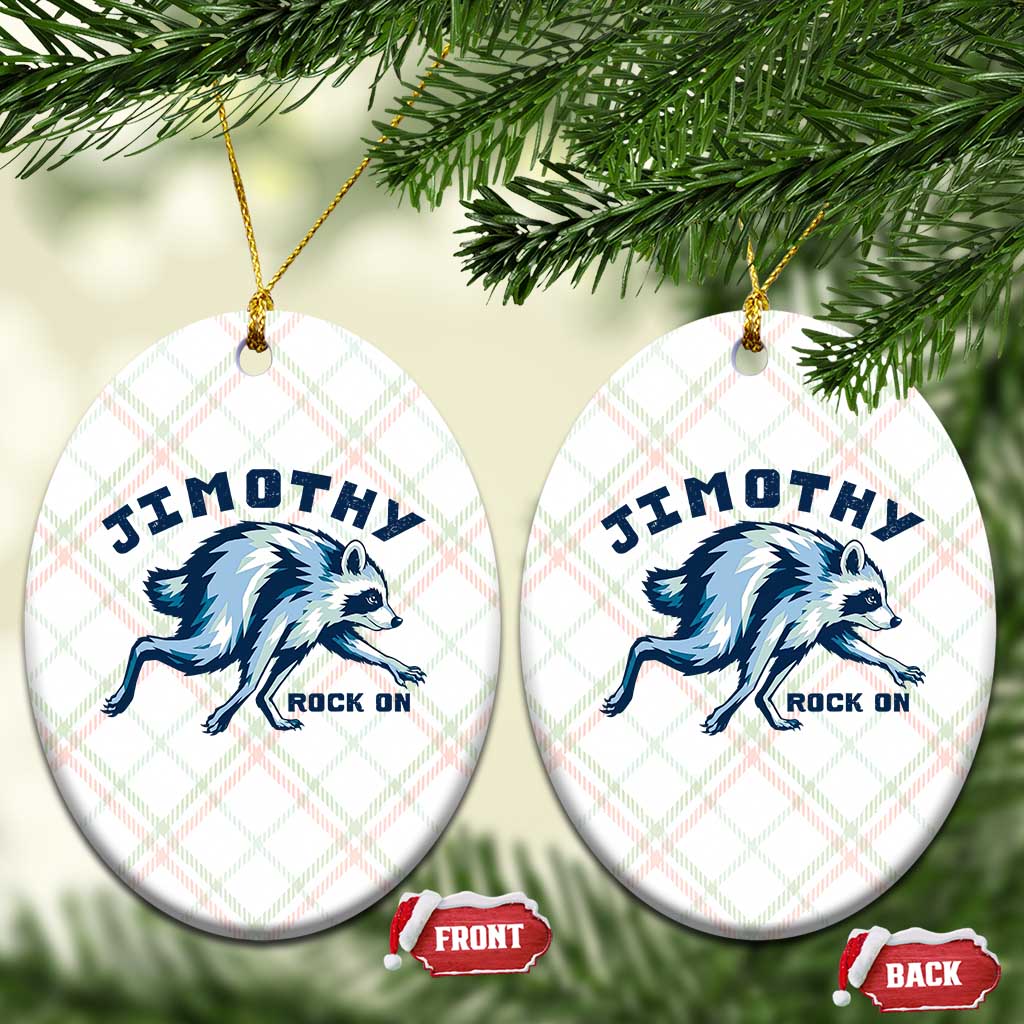 Rock On Jimothy the Raccoon Blue Graphic Ceramic Ornament Vintage Viral Seattle Trash Panda