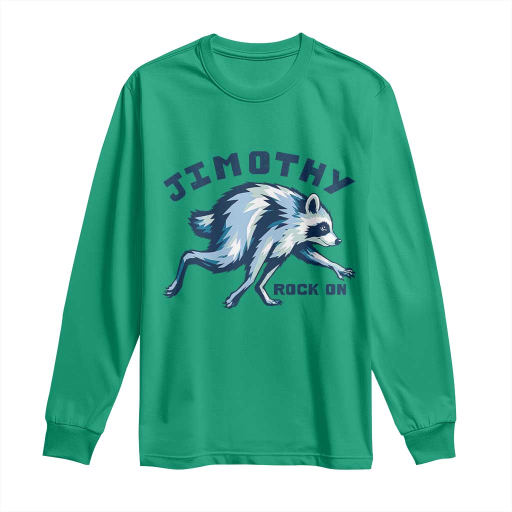 Rock On Jimothy the Raccoon Blue Graphic Long Sleeve Shirt Vintage Viral Seattle Trash Panda TS02 Irish Green Print Your Wear