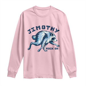 Rock On Jimothy the Raccoon Blue Graphic Long Sleeve Shirt Vintage Viral Seattle Trash Panda TS02 Light Pink Print Your Wear