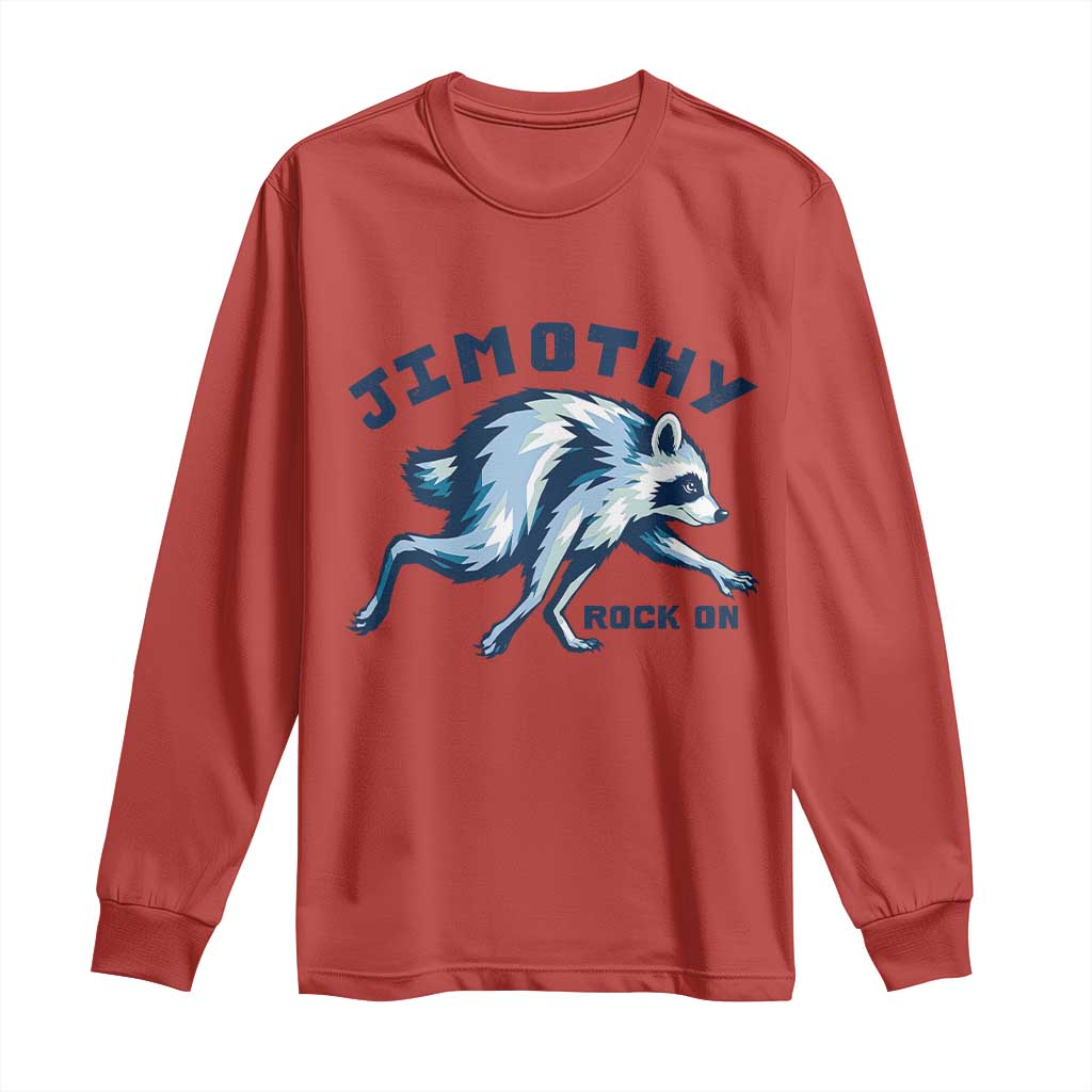 Rock On Jimothy the Raccoon Blue Graphic Long Sleeve Shirt Vintage Viral Seattle Trash Panda TS02 Red Print Your Wear