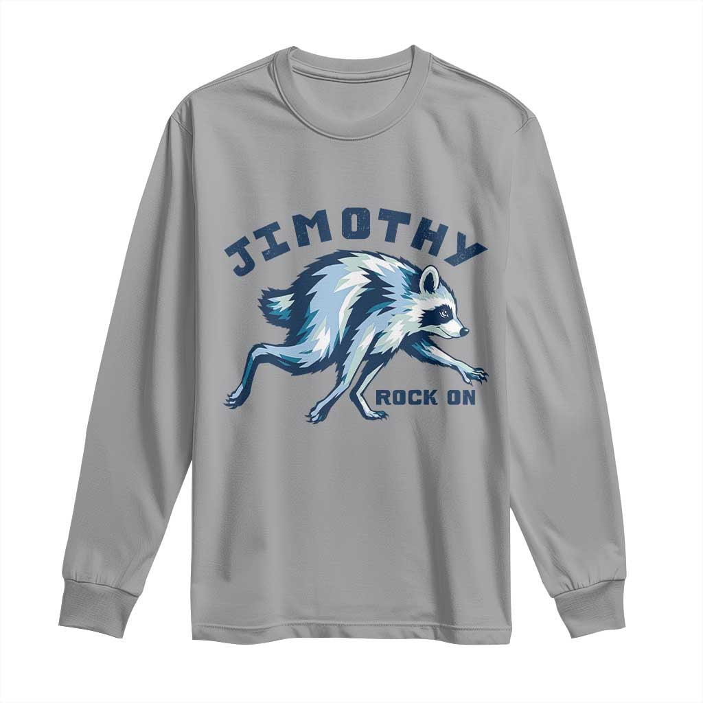 Rock On Jimothy the Raccoon Blue Graphic Long Sleeve Shirt Vintage Viral Seattle Trash Panda TS02 Sport Gray Print Your Wear