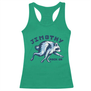 Rock On Jimothy the Raccoon Blue Graphic Racerback Tank Top Vintage Viral Seattle Trash Panda TS02 Irish Green Print Your Wear