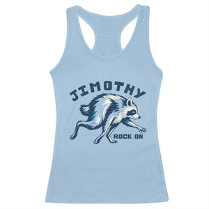 Rock On Jimothy the Raccoon Blue Graphic Racerback Tank Top Vintage Viral Seattle Trash Panda TS02 Light Blue Print Your Wear