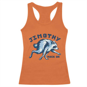 Rock On Jimothy the Raccoon Blue Graphic Racerback Tank Top Vintage Viral Seattle Trash Panda TS02 Orange Print Your Wear