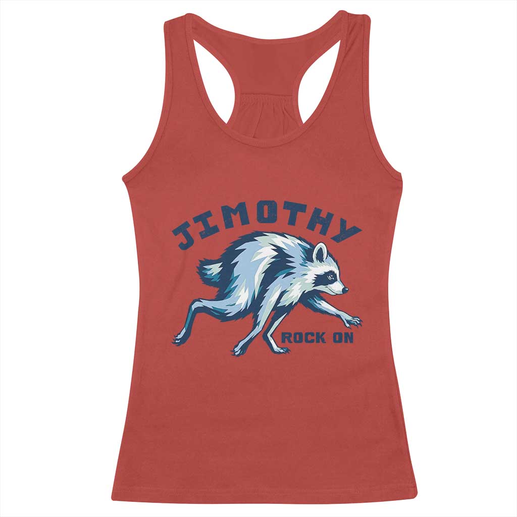 Rock On Jimothy the Raccoon Blue Graphic Racerback Tank Top Vintage Viral Seattle Trash Panda TS02 Red Print Your Wear