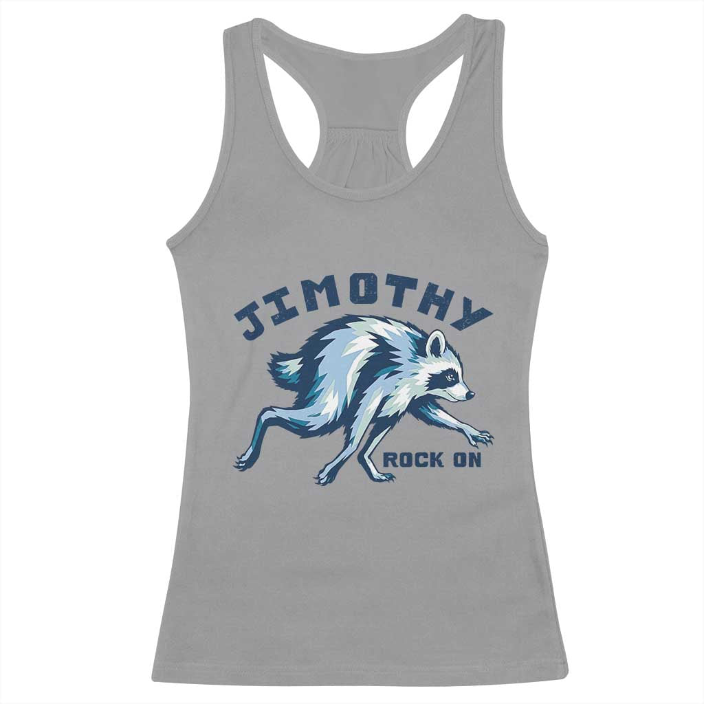 Rock On Jimothy the Raccoon Blue Graphic Racerback Tank Top Vintage Viral Seattle Trash Panda TS02 Sport Gray Print Your Wear