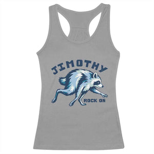 Rock On Jimothy the Raccoon Blue Graphic Racerback Tank Top Vintage Viral Seattle Trash Panda TS02 Sport Gray Print Your Wear