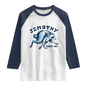 Rock On Jimothy the Raccoon Blue Graphic Raglan Shirt Vintage Viral Seattle Trash Panda