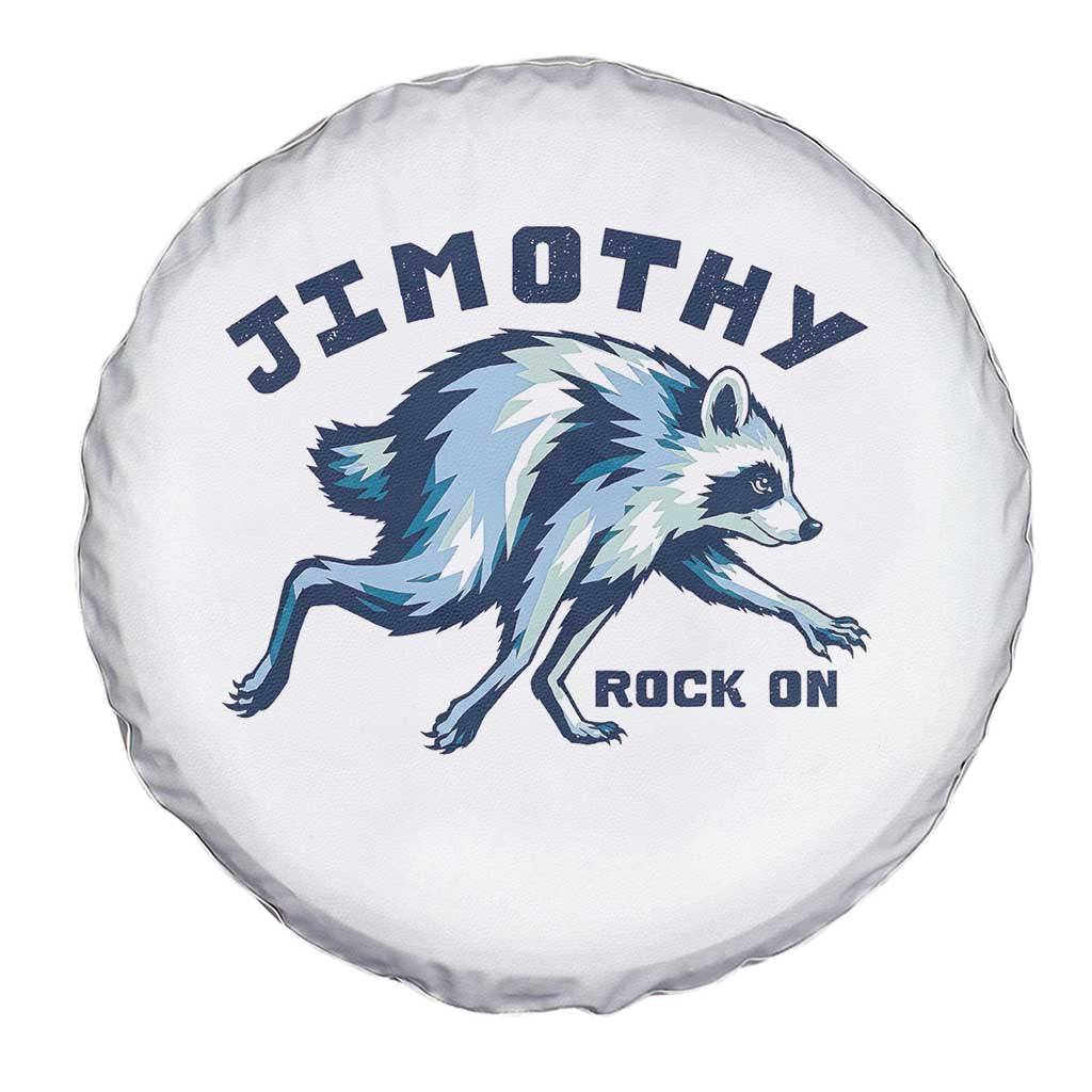Rock On Jimothy the Raccoon Blue Graphic Spare Tire Cover Vintage Viral Seattle Trash Panda