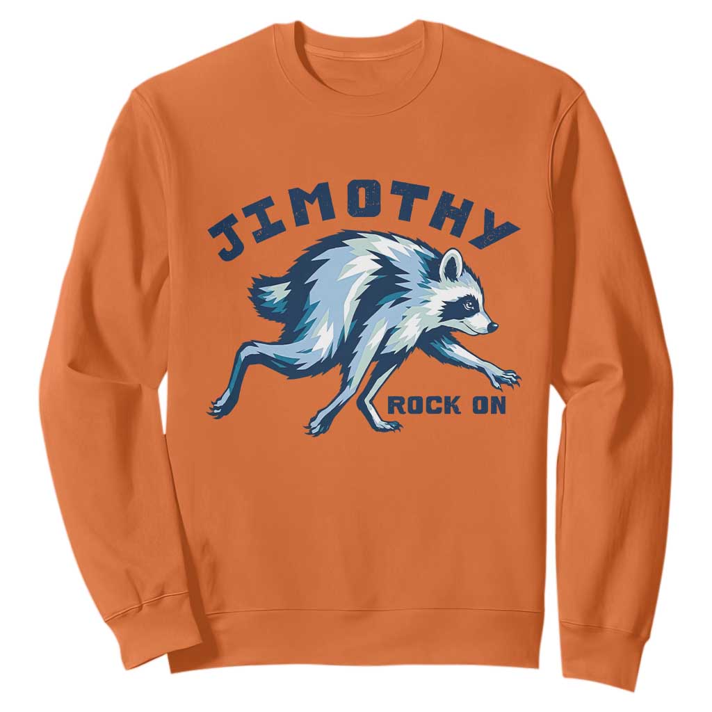 Rock On Jimothy the Raccoon Blue Graphic Sweatshirt Vintage Viral Seattle Trash Panda TS02 Orange Print Your Wear