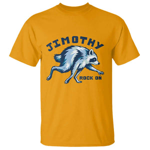 Rock On Jimothy the Raccoon Blue Graphic T Shirt Vintage Viral Seattle Trash Panda TS02 Gold Print Your Wear