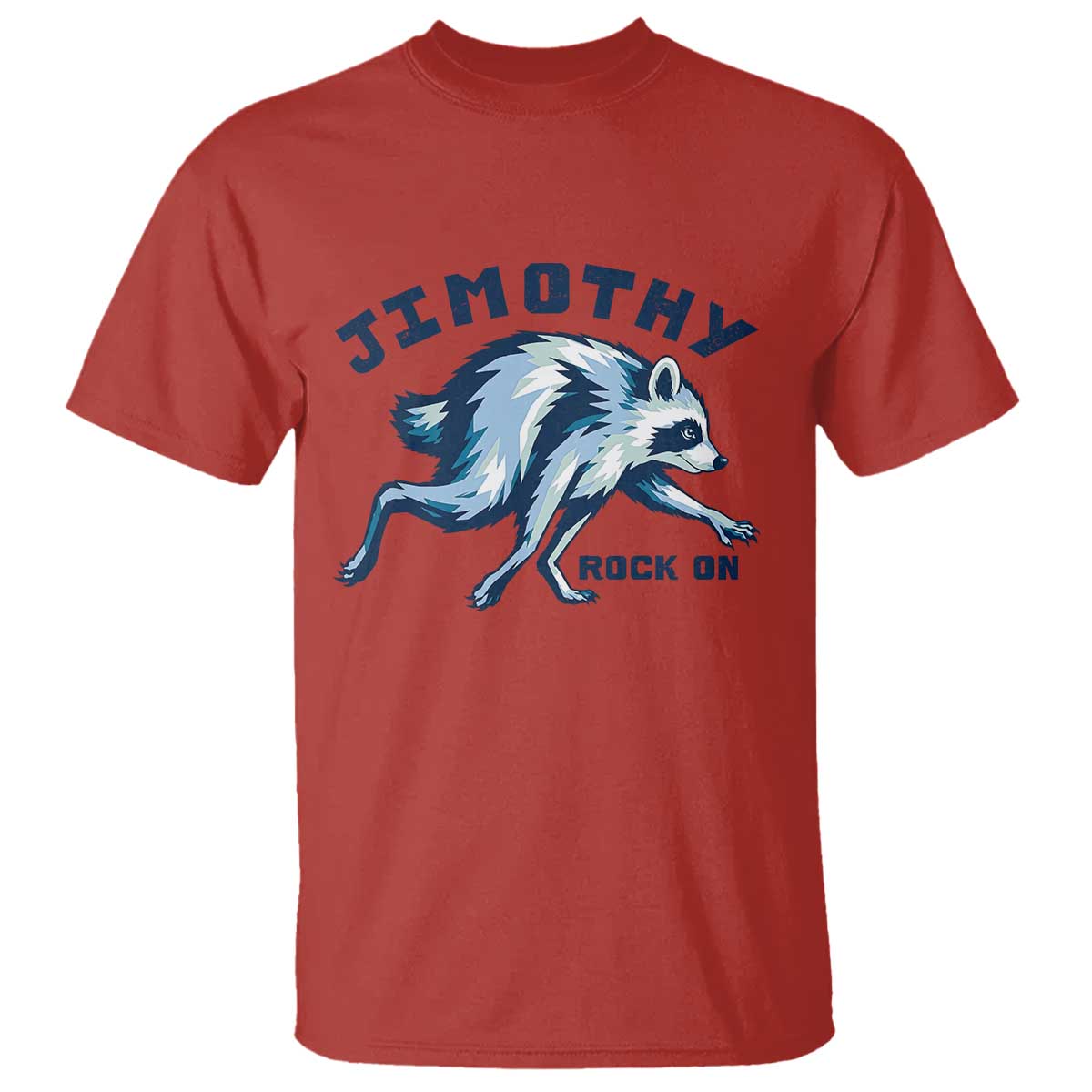 Rock On Jimothy the Raccoon Blue Graphic T Shirt Vintage Viral Seattle Trash Panda TS02 Red Print Your Wear
