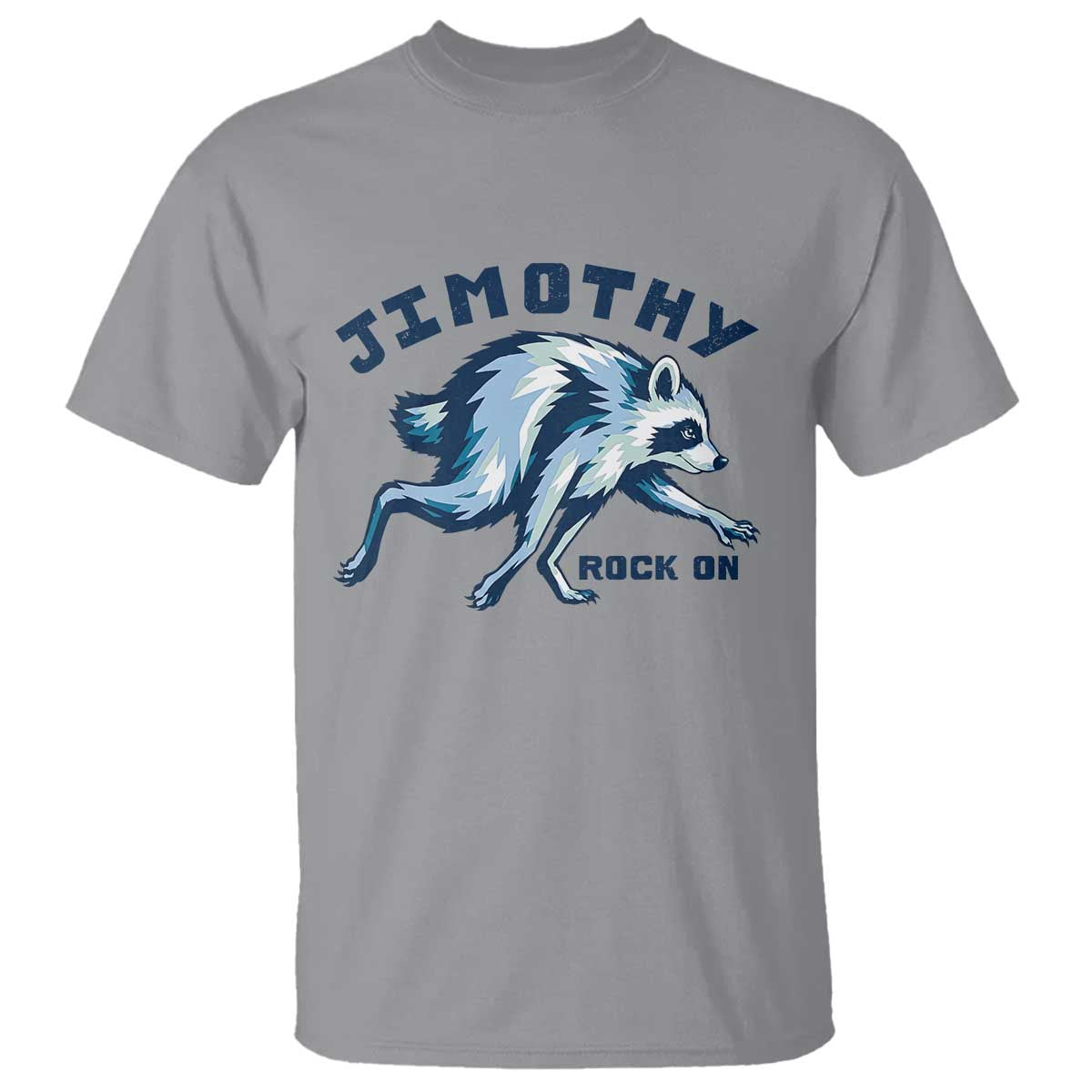 Rock On Jimothy the Raccoon Blue Graphic T Shirt Vintage Viral Seattle Trash Panda TS02 Sport Gray Print Your Wear