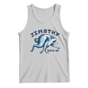 Rock On Jimothy the Raccoon Blue Graphic Tank Top Vintage Viral Seattle Trash Panda