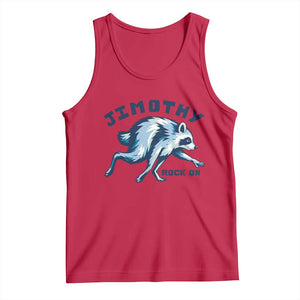 Rock On Jimothy the Raccoon Blue Graphic Tank Top Vintage Viral Seattle Trash Panda